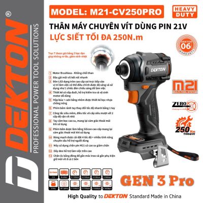 Thân máy vặn vít dùng pin 21V Dekton M21-CV250PRO (Gen 3)
