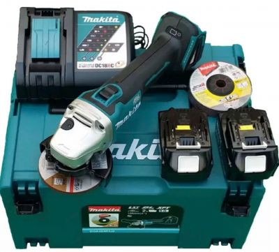 Máy mài góc dùng pin 18V Makita DGA404RTJ2 (kèm 2 pin 5.0Ah và 1 sạc)