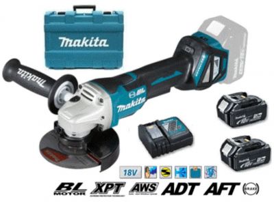 Máy mài góc dùng pin 18V Makita DGA518RTE (kèm 2 pin 5.0Ah và 1 sạc)