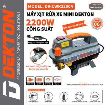 Máy xị rửa xe mini Dekton DK-CWR2200A (màu xám cam - chống giật)