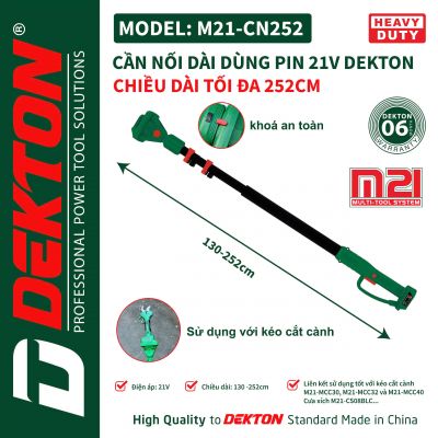 Cần nối dài dùng pin 21V Dekton M21-CN252 (chưa bao gồm pin và sạc)