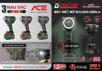 Máy siết mở bu lông 21V Dekton M21-IW850PROMAX (Gen 4)
