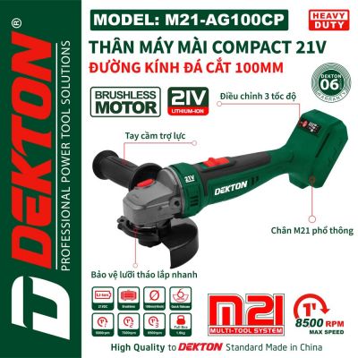 Thân máy mài góc dùng pin 21V Dekton M21-AG100CP